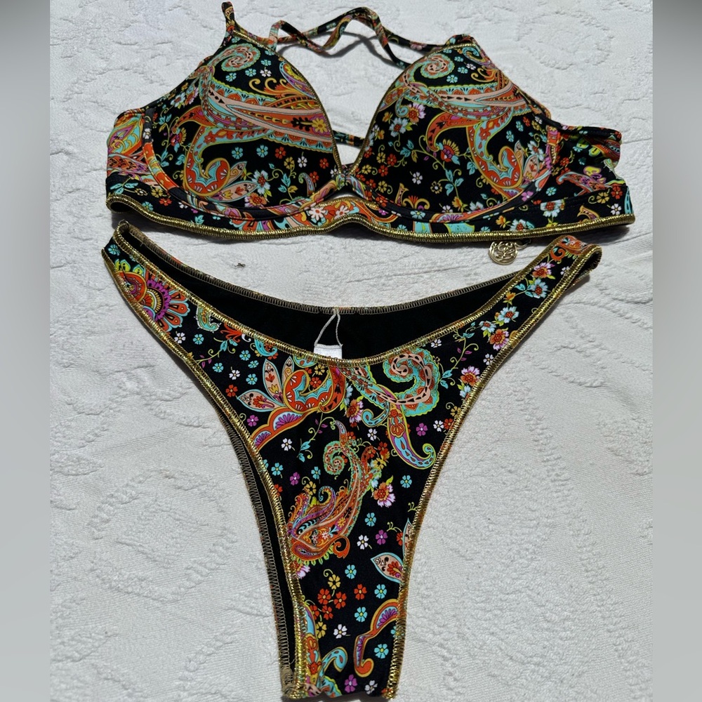 Luli Fama Luli Gypsy Black Bikini with Intricate Design S/M